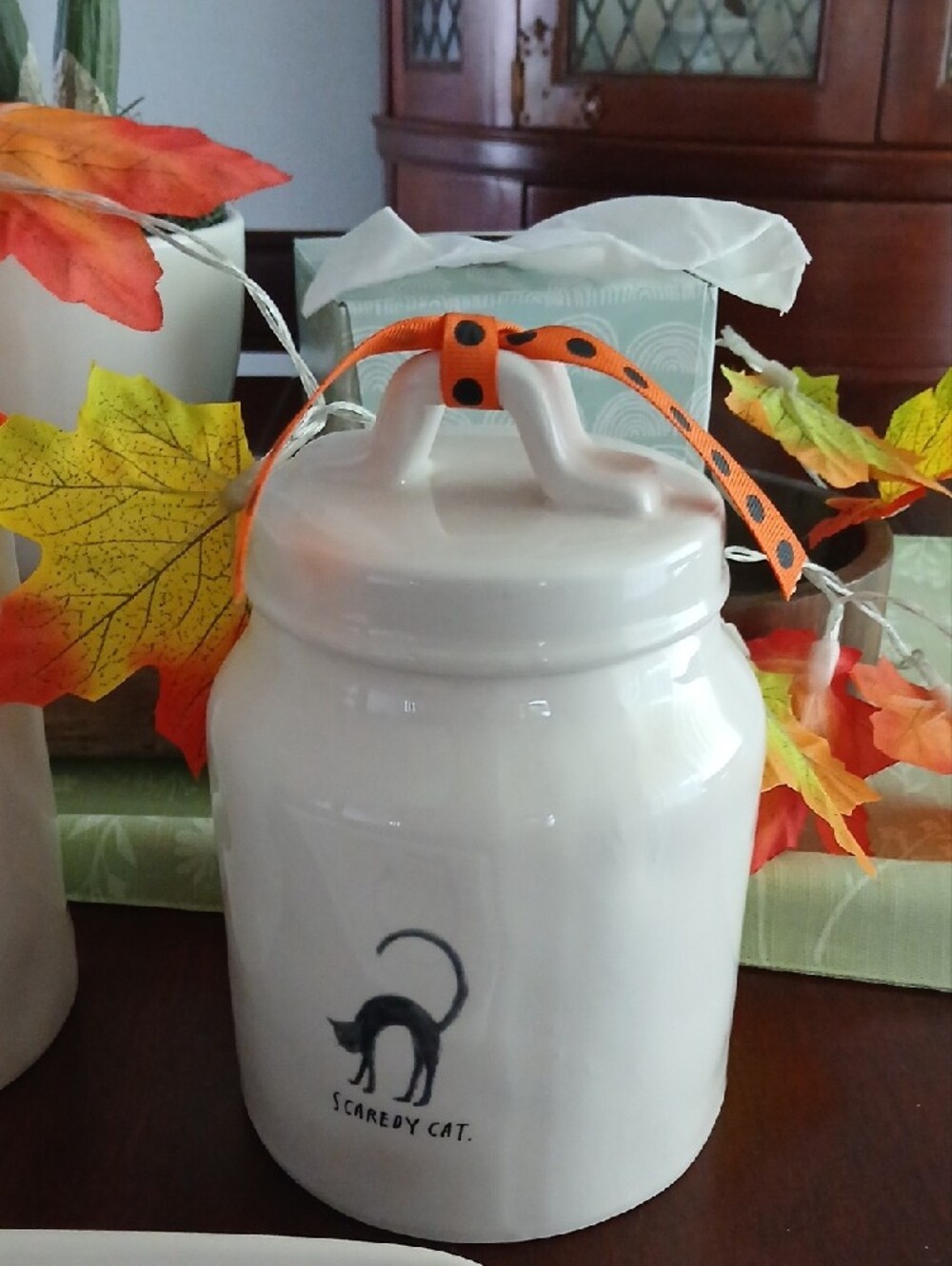 Halloween Ceramic Canister Set with Serving Tray - White, Orange, Black - Picture 4 of 5